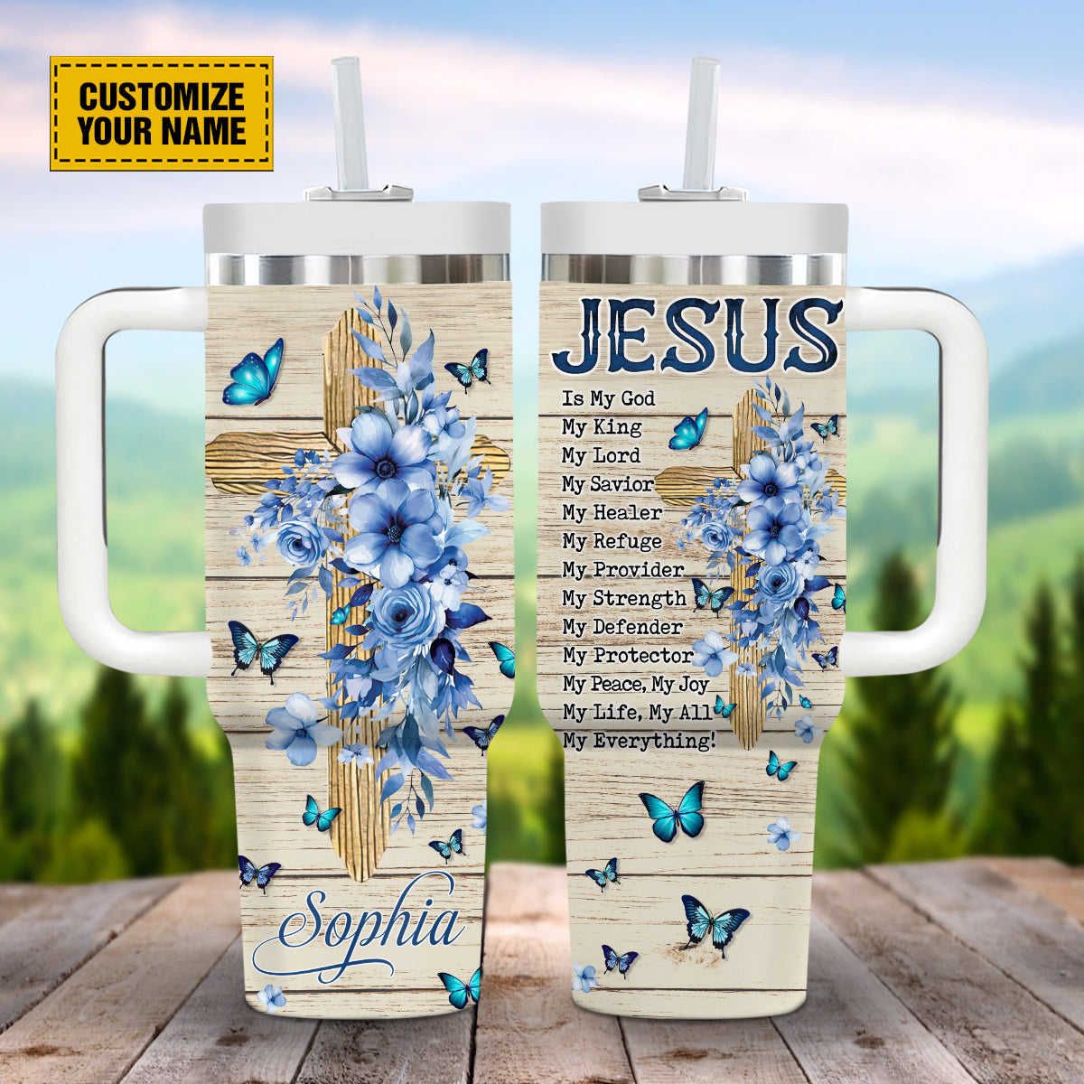 Jesus Cross Floral Custom Stanley Cup 40 oz 30 oz Tumbler With HandleTVC2301691