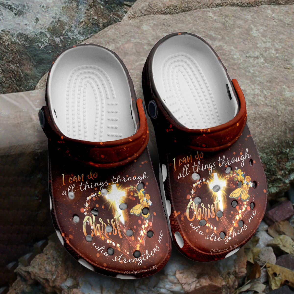 Jesus Cross Light Crocs Crocband Clogs Shoes Comfortable For Men Women and Kids I Can Do All Things Through Christ Catholic Christian Gifts God Faith Believers
