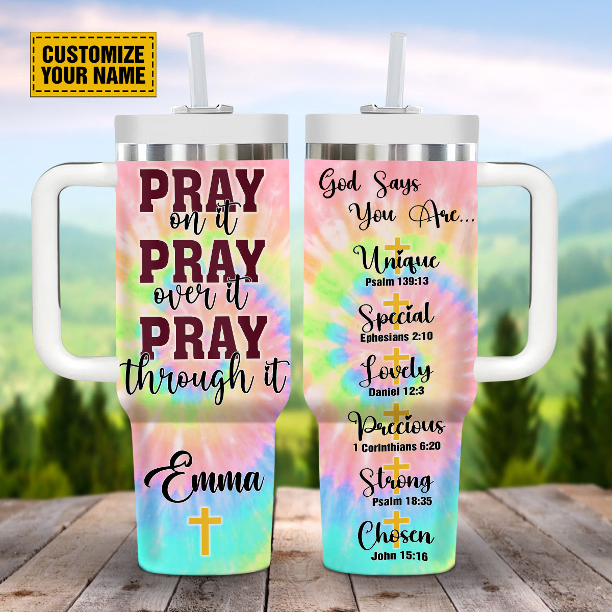 Jesus Cross Tie Dye Custom Stanley Cup 40 oz 30 oz Tumbler With HandleTVC2301689