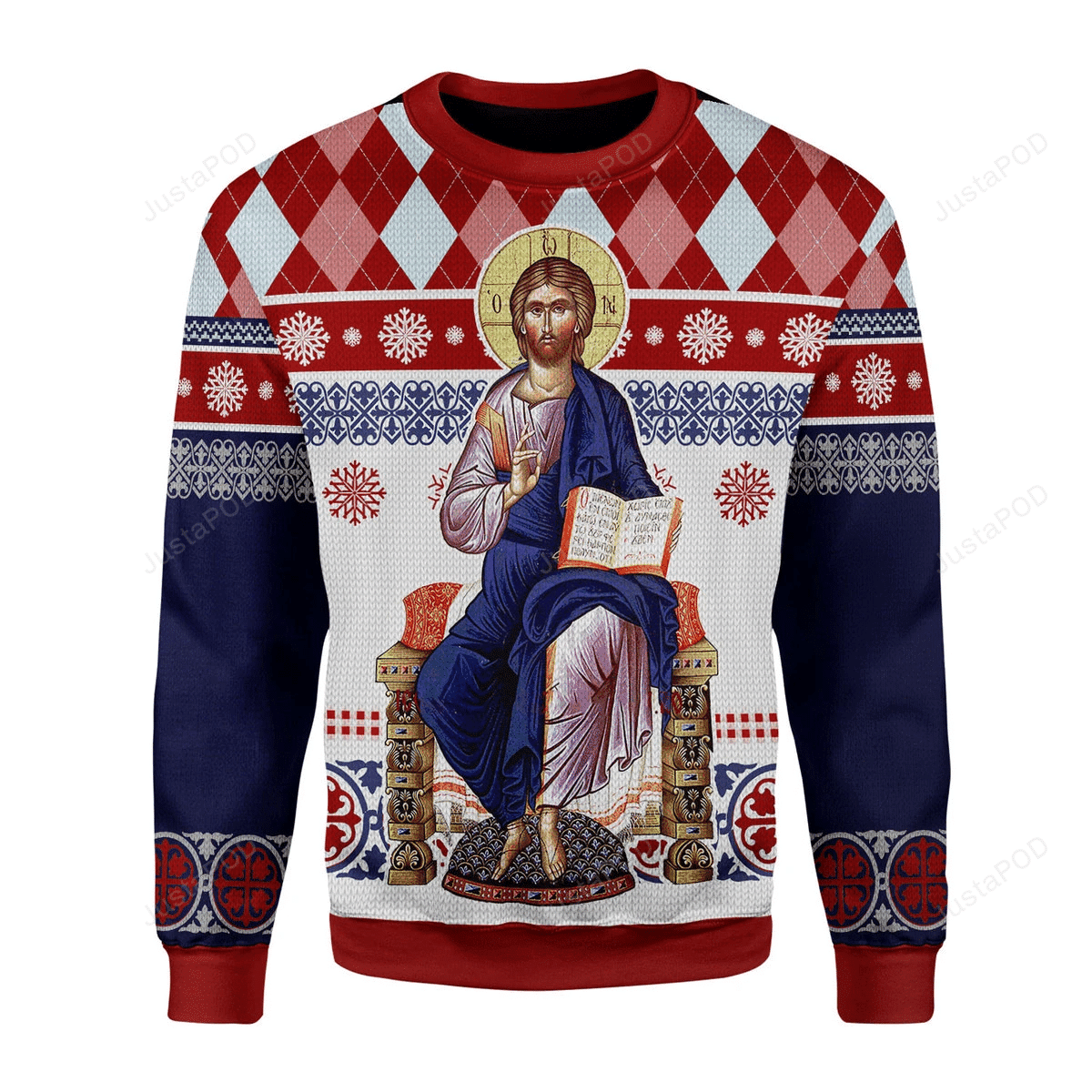 Jesus Evlogon Greek Byzantine Orthodox Ugly Christmas Sweater Adult 3D Funny Matching for family