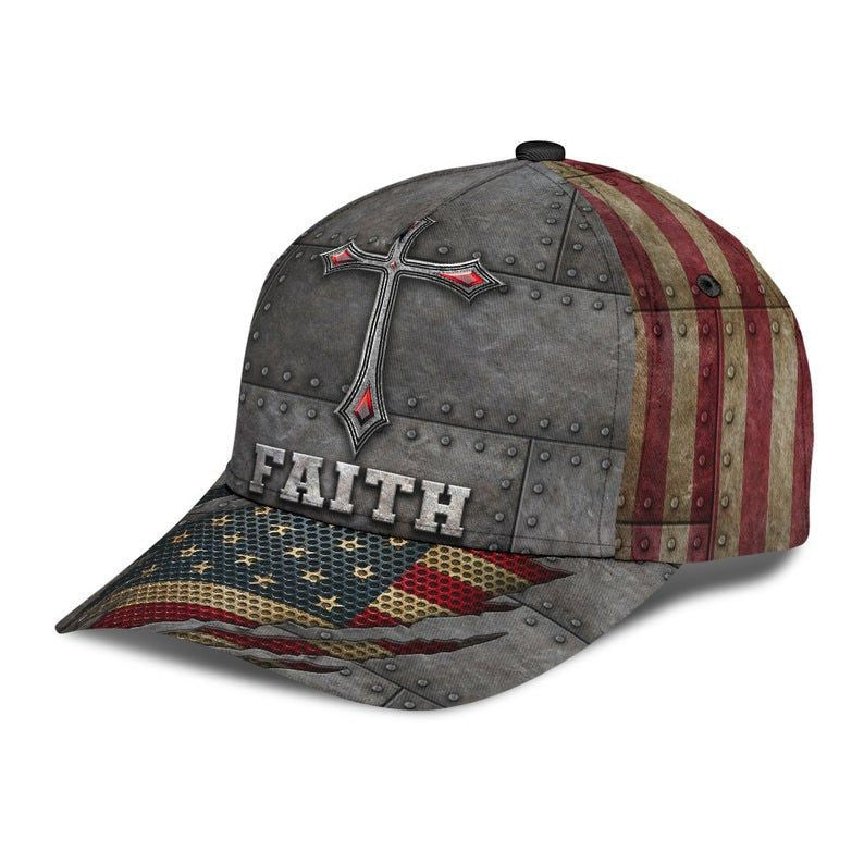 Jesus Faith America Hat Classic Cap 3D Strapback Cap, Unisex Cap, Human Cap, Trending Cap, American Cap Trucker Hats Custom Hats Gifts For Men & Women
