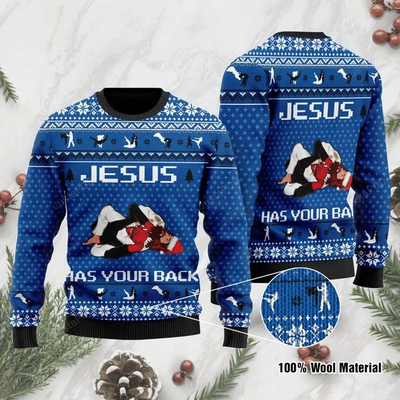 Jesus Has Your Back Ugly Christmas Sweater Adult 3D Funny Matching for family