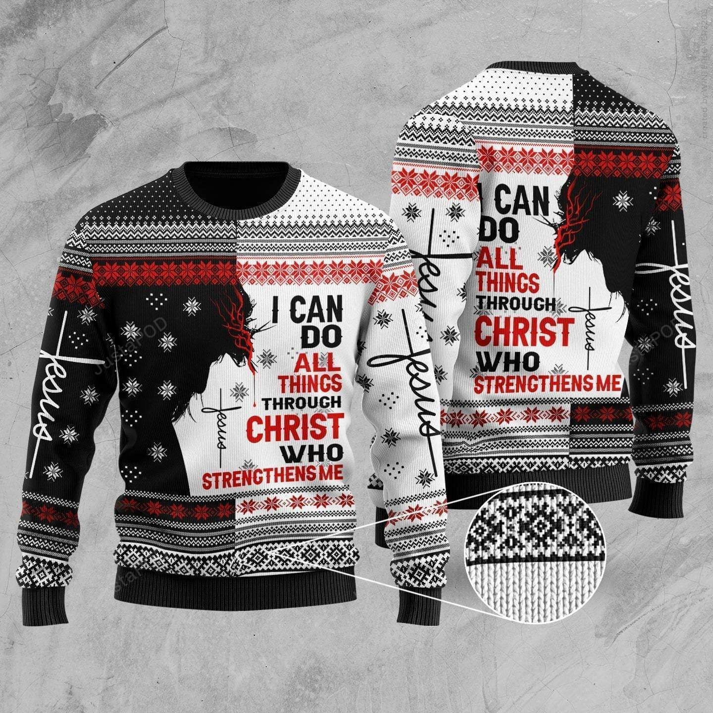 Jesus I Can Do All Things Ugly Christmas Sweater Adult 3D Funny Matching for family