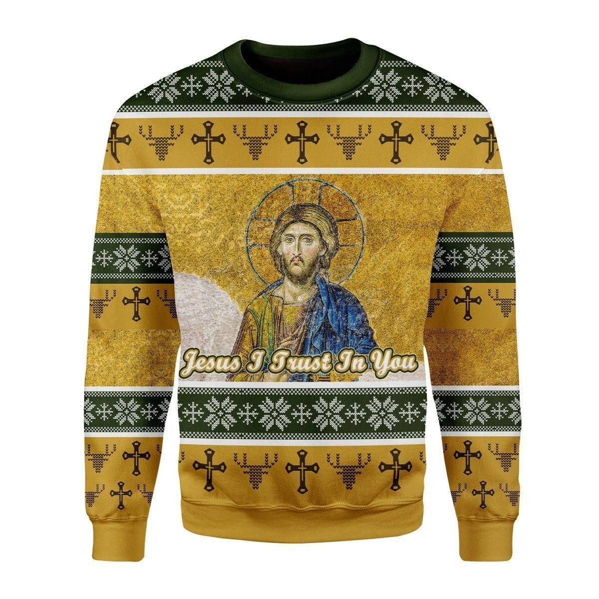 Jesus I Trust In You Ugly Christmas Sweater Adult 3D Funny Matching for family - Image 2