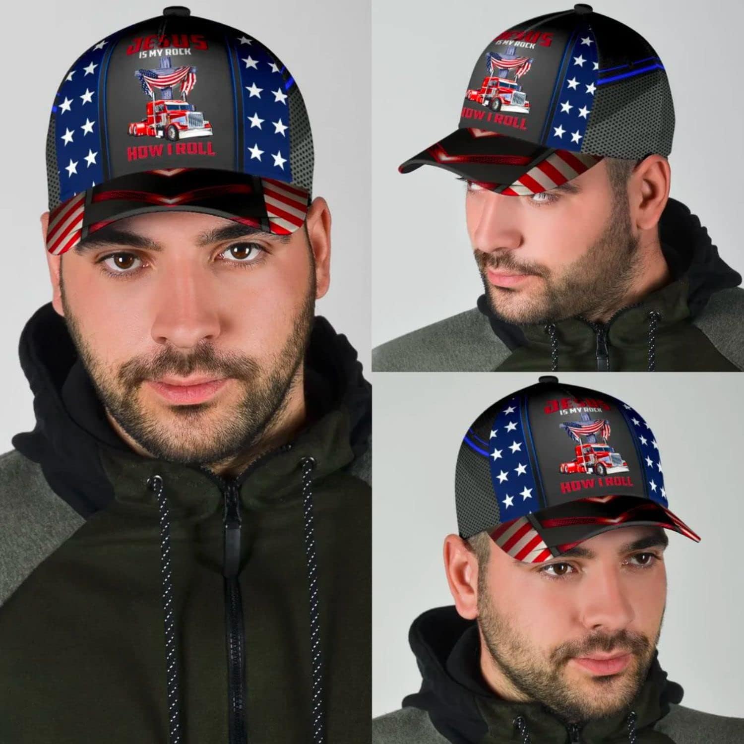 Jesus Is My Rock How I Roll Baseball Cap - Christian Hats for Men and Women Trucker Hats Custom Hats Gifts For Men & Women