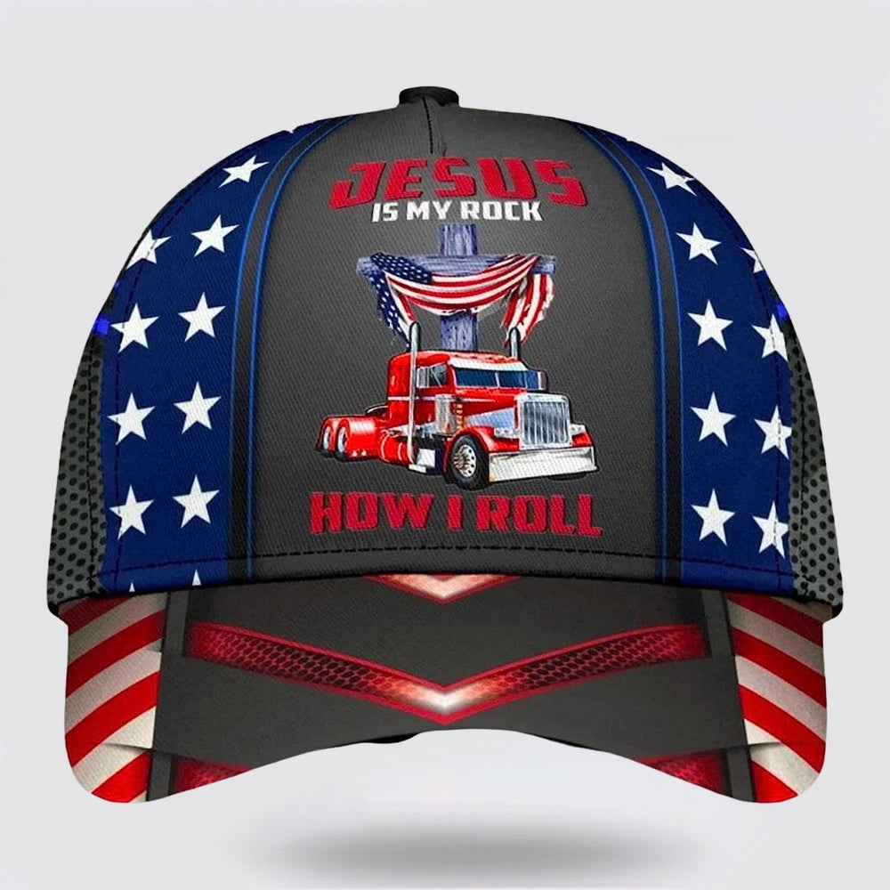 Jesus Is My Rock How I Roll Baseball Cap - Christian Hats for Men and Women Trucker Hats Custom Hats Gifts For Men & Women