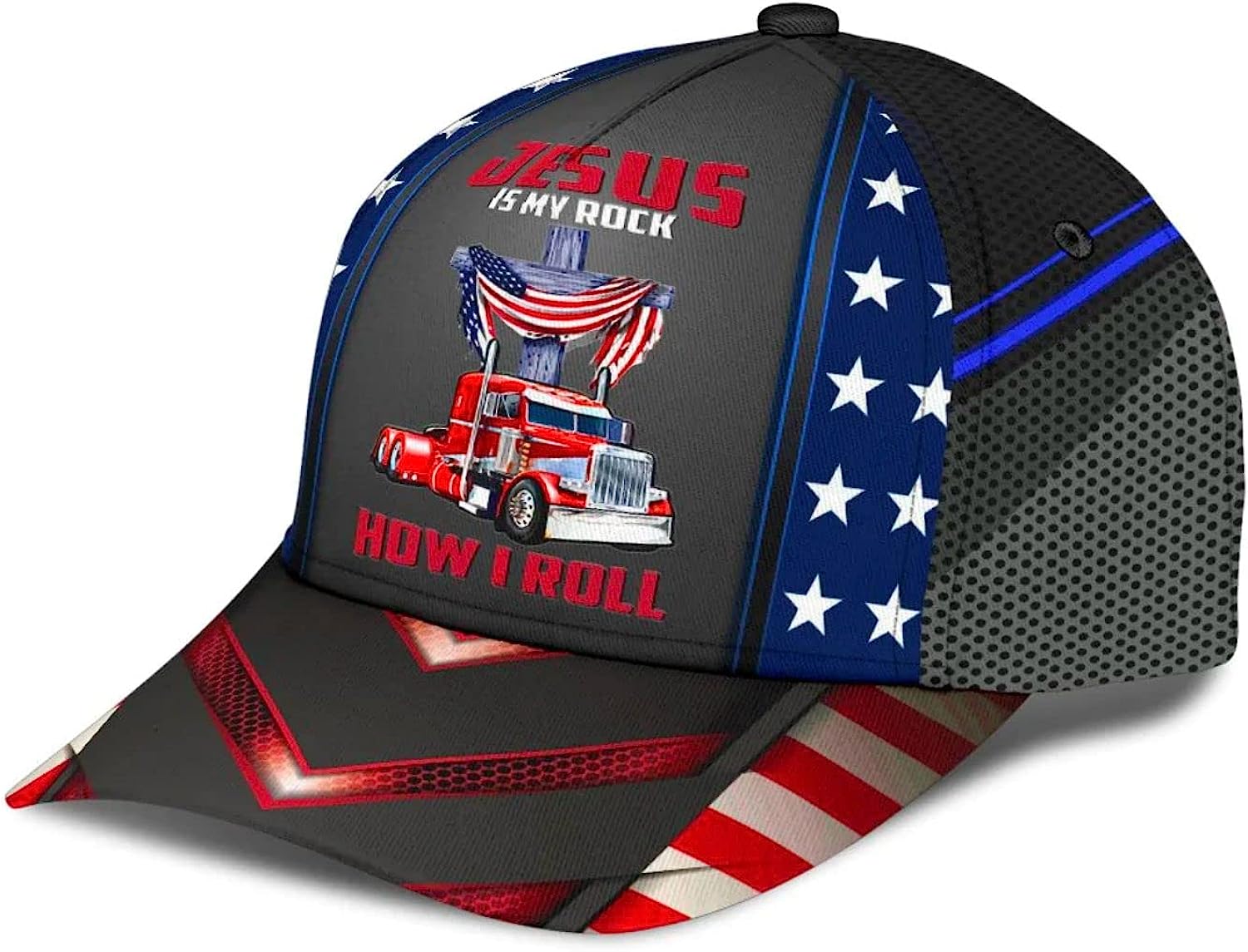 Jesus Is My Rock How I Roll Baseball Cap - Christian Hats for Men and Women Trucker Hats Custom Hats Gifts For Men & Women