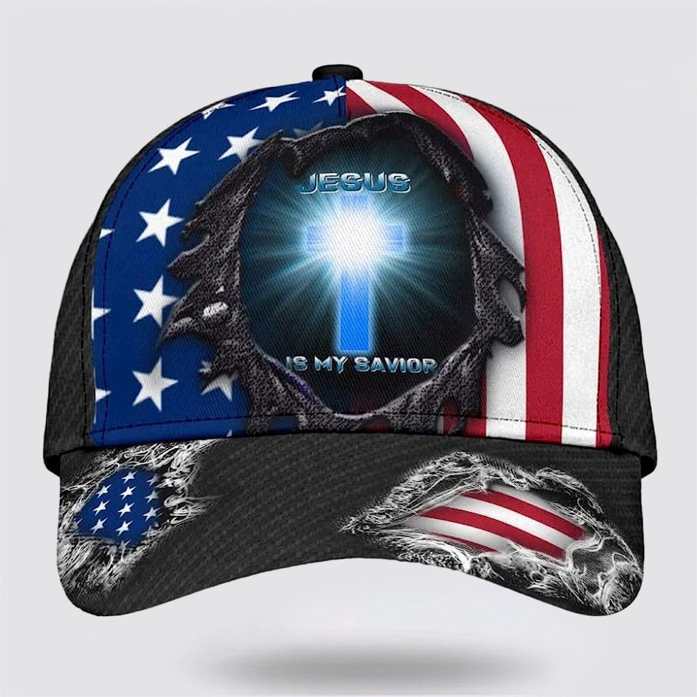 Jesus Is My Savior Cross Light Baseball Cap Hat  Trucker Hats Custom Hats Gifts For Men & Women