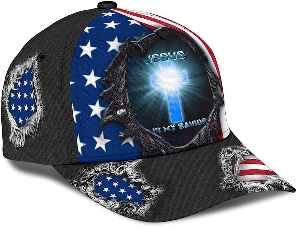 Jesus Is My Savior Cross Light Baseball Cap Hat  Trucker Hats Custom Hats Gifts For Men & Women
