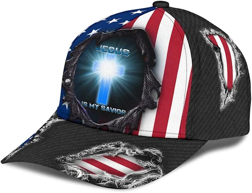 Jesus Is My Savior Cross Light Baseball Cap Hat  Trucker Hats Custom Hats Gifts For Men & Women
