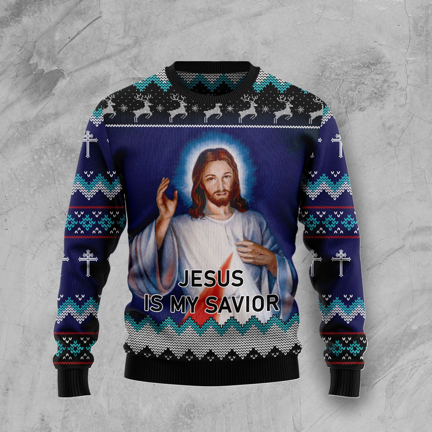 Jesus Is My Savior Ugly Christmas Sweater Adult 3D Funny Matching for family