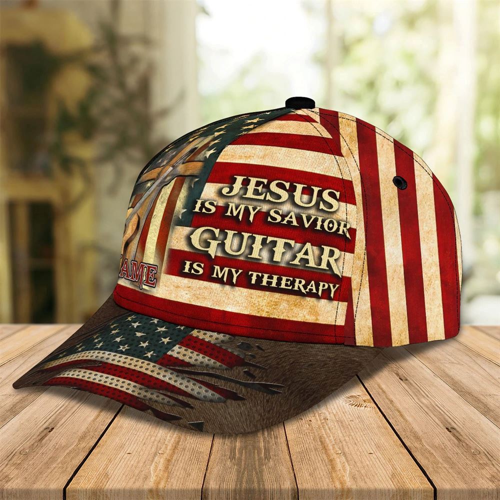 Jesus Is My Savivor Guitar Is My Therapy Baseball Cap For Guitar Man, God Cap  Trucker Hats Custom Hats Gifts For Men & Women