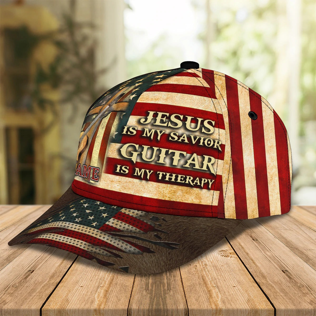 Jesus Is My Savivor Guitar Is My Therapy Personalized Name Cap For Guitar Man - Jesus Guitar Cap Hat Trucker Hats Custom Hats Gifts For Men & Women