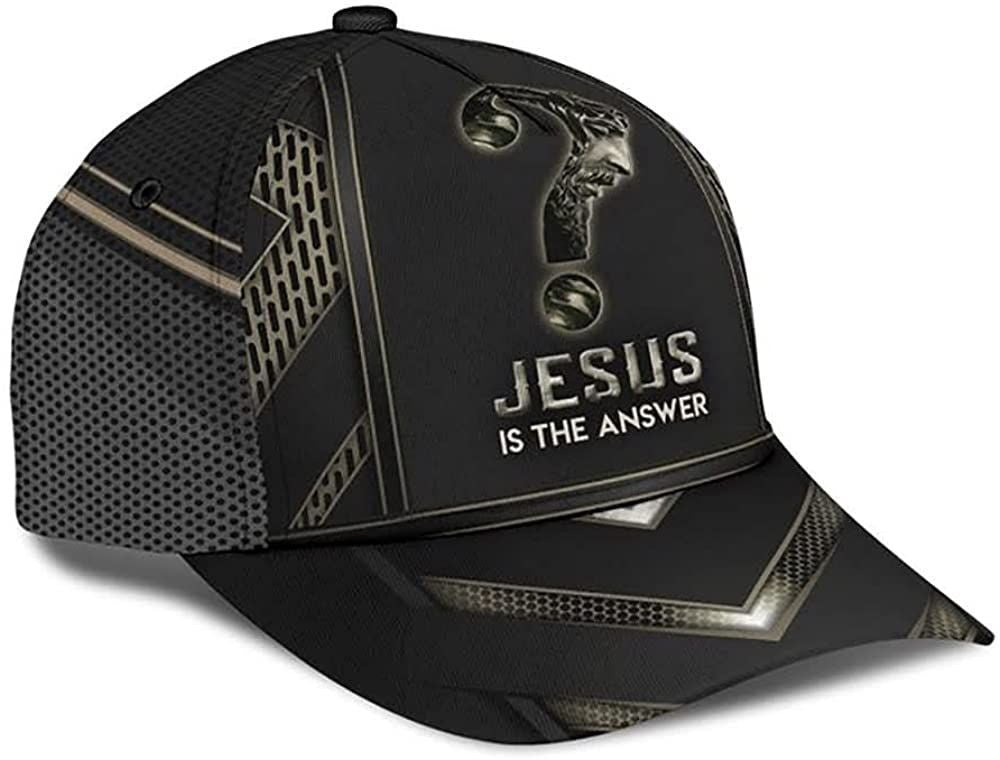 Jesus is The Answer Black Simple and Beautiful 3D Printed Unisex Hat Classic Cap, Snapback Cap Trucker Hats Custom Hats Gifts For Men & Women
