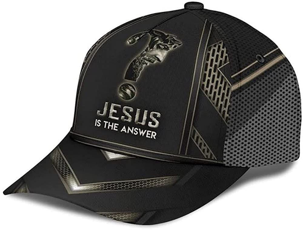 Jesus is The Answer Black Simple and Beautiful 3D Printed Unisex Hat Classic Cap, Snapback Cap Trucker Hats Custom Hats Gifts For Men & Women