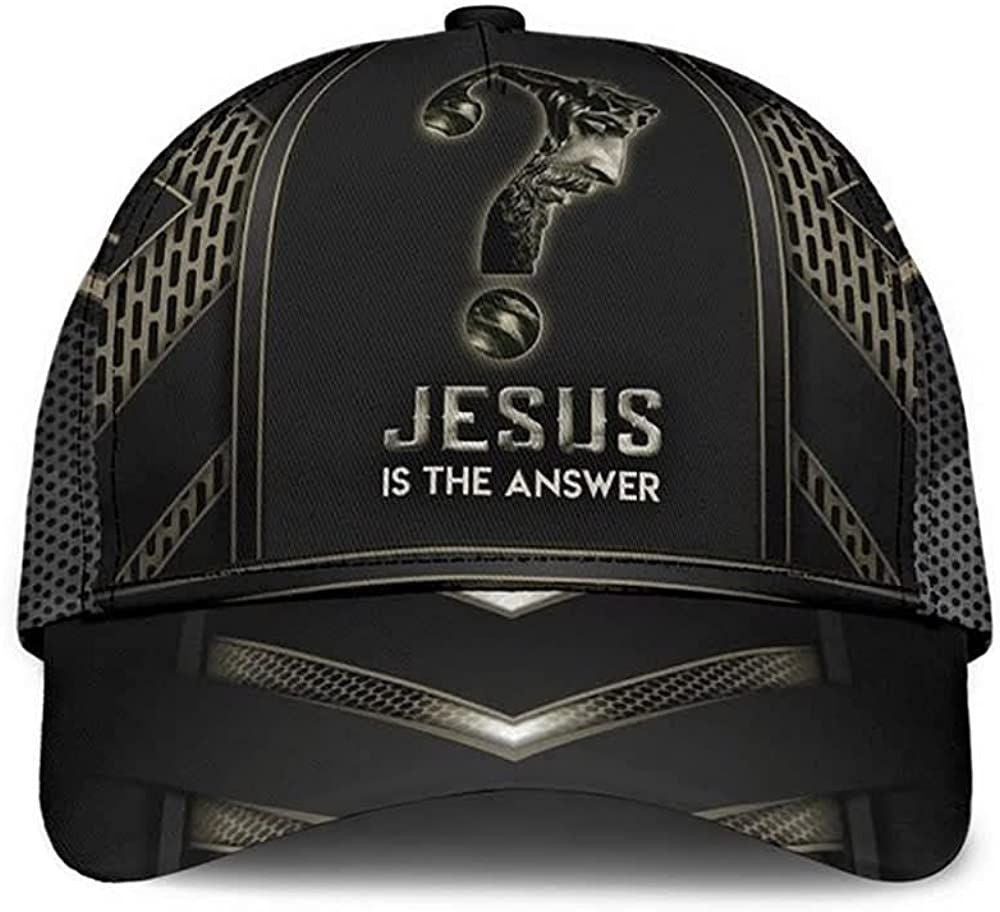Jesus is The Answer Black Simple and Beautiful 3D Printed Unisex Hat Classic Cap, Snapback Cap Trucker Hats Custom Hats Gifts For Men & Women