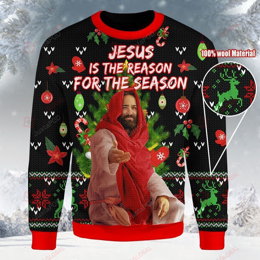 Jesus Is The Reason For The Season Christmas Ugly Christmas Sweater Adult 3D Funny Matching for family