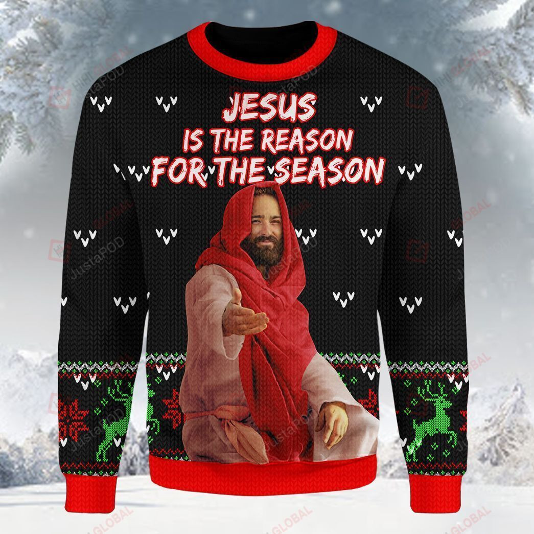 Jesus Is The Reason For The Season Ugly Christmas Sweater Adult 3D Funny Matching for family