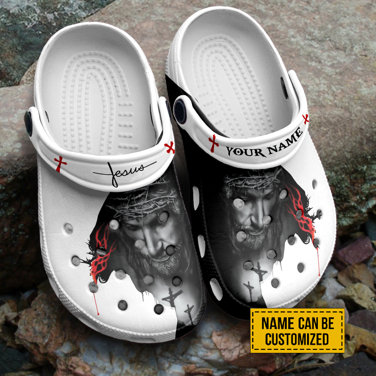 Jesus Lion Portrait Crocs Crocband Clogs Shoes Comfortable For Men Women and Kids Lion Of Judah Jesus-Inspired Presents Son Of God