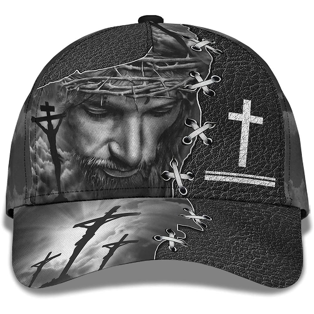 Jesus On The Cross Religion Crown Of Thorn Baseball Cap Hat  Trucker Hats Custom Hats Gifts For Men & Women