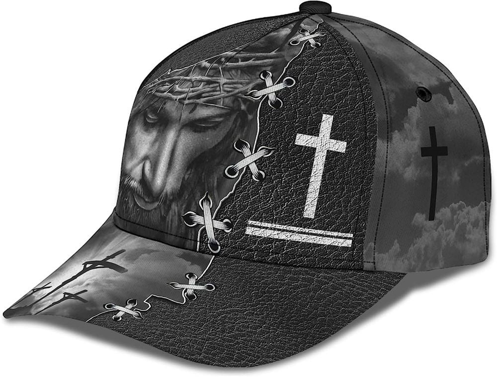 Jesus On The Cross Religion Crown Of Thorn Baseball Cap Hat  Trucker Hats Custom Hats Gifts For Men & Women