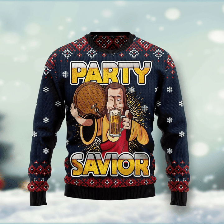 Jesus Party Ugly Christmas Sweater Adult 3D Funny Matching for family