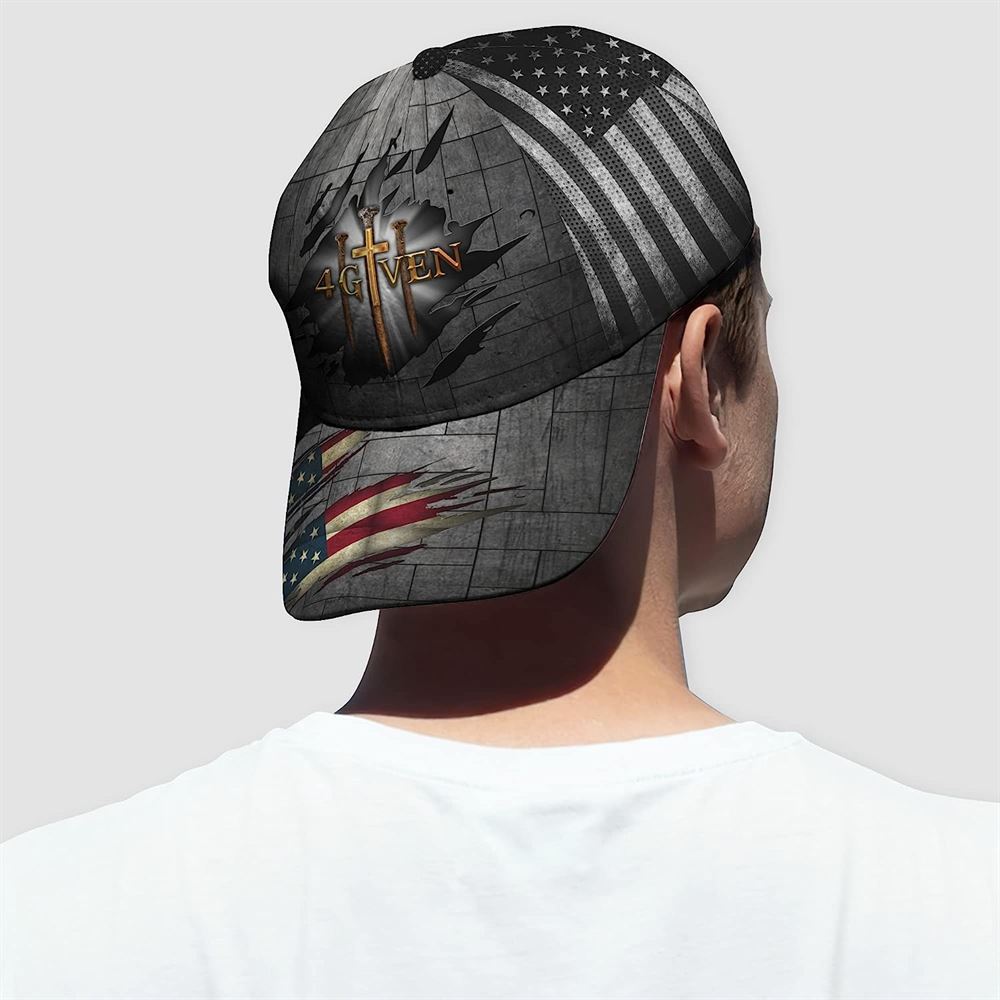 Jesus Religious Cross Nails And American Flag Forgiven given Baseball Cap Hat  Trucker Hats Custom Hats Gifts For Men & Women