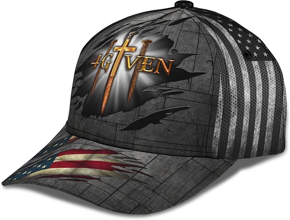 Jesus Religious Cross Nails And American Flag Forgiven given Baseball Cap Hat  Trucker Hats Custom Hats Gifts For Men & Women
