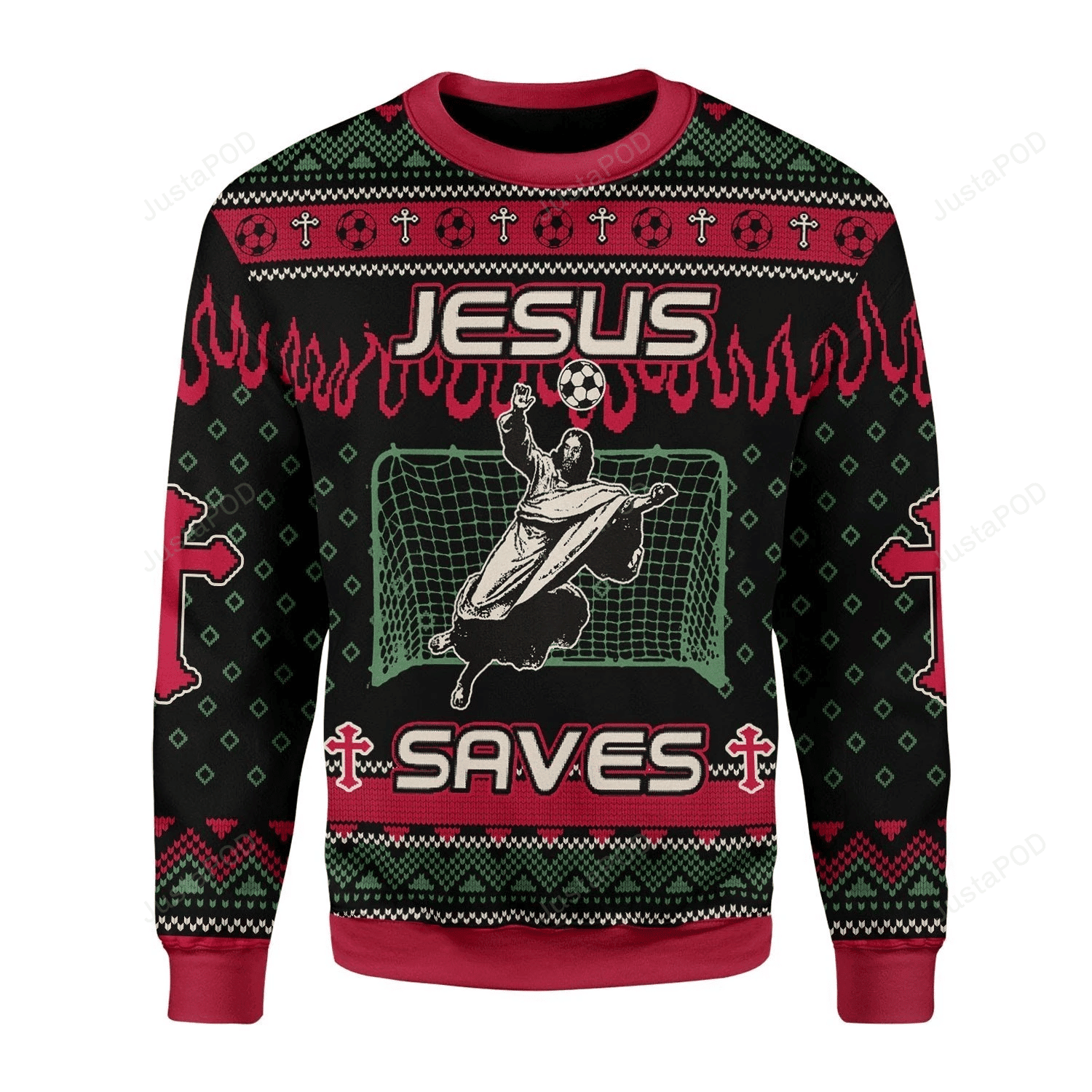Jesus Saves Football Ugly Christmas Sweater Adult 3D Funny Matching for family