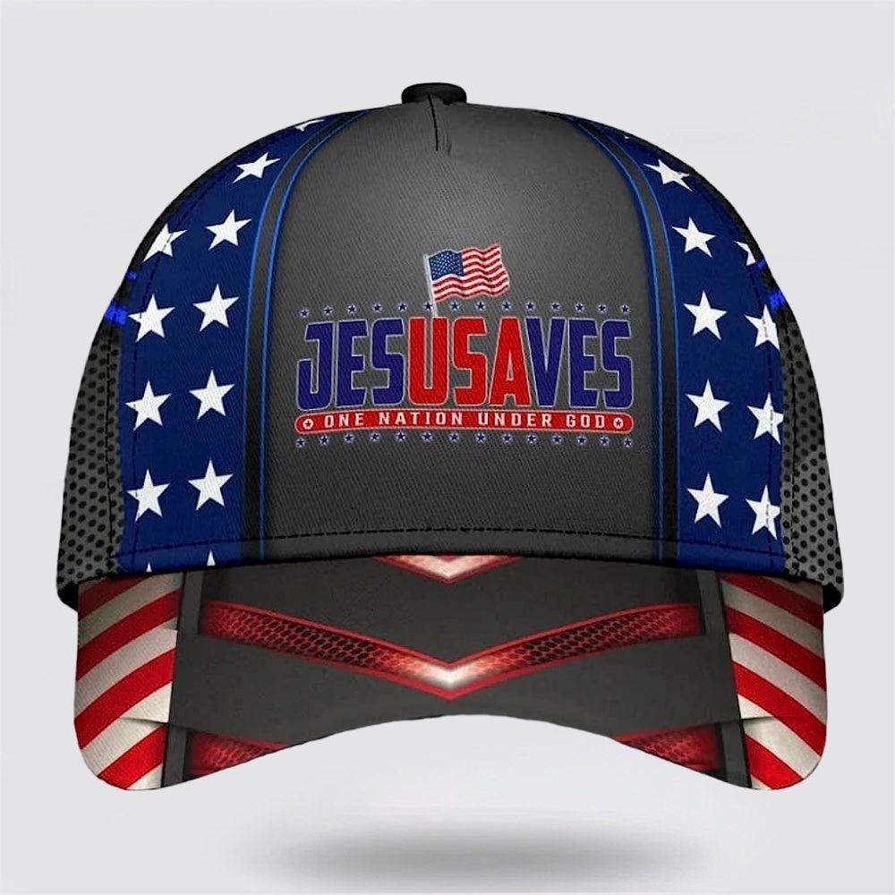 Jesus Saves One Nation Under God Classic Baseball Cap Hat  Trucker Hats Custom Hats Gifts For Men & Women