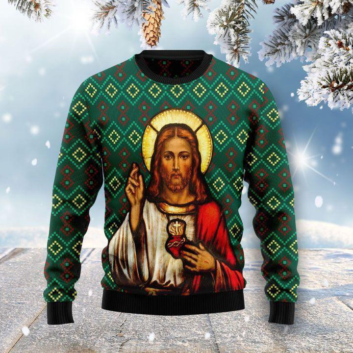 Jesus Ugly Christmas Sweater Adult 3D Funny Matching for family