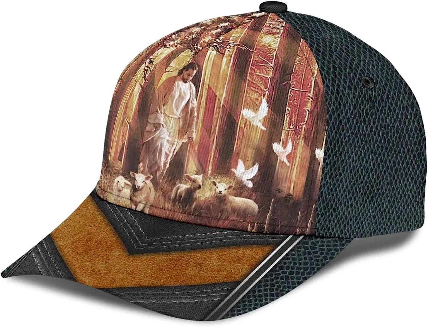 Jesus Walking In Forest With Lamb Classic Hat All Over Print - Christian Hats for Men and Women Trucker Hats Custom Hats Gifts For Men & Women