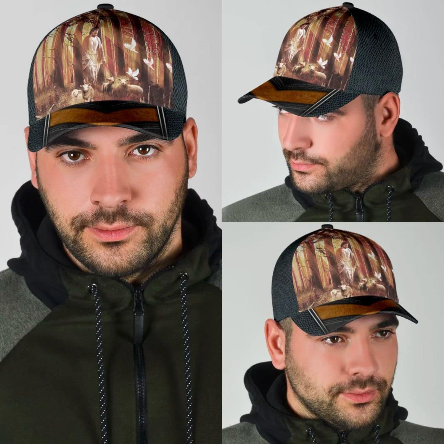 Jesus Walking In Forest With Lamb Classic Hat All Over Print - Christian Hats for Men and Women Trucker Hats Custom Hats Gifts For Men & Women