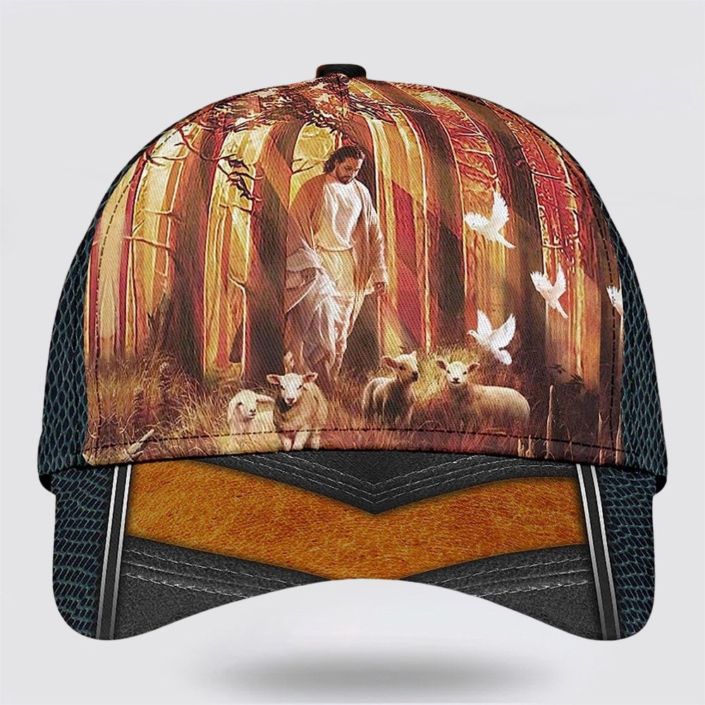 Jesus Walking In Forest With Lamb Classic Hat All Over Print - Christian Hats for Men and Women Trucker Hats Custom Hats Gifts For Men & Women
