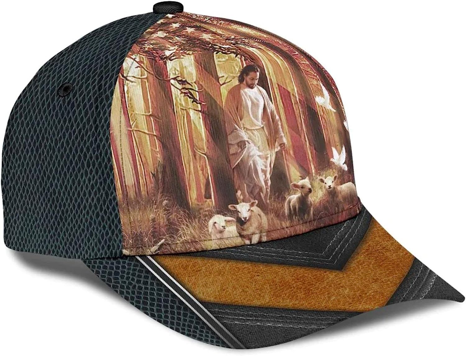 Jesus Walking In Forest With Lamb Classic Hat All Over Print - Christian Hats for Men and Women Trucker Hats Custom Hats Gifts For Men & Women