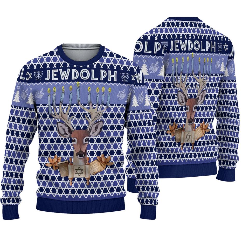 Jewdolph Ugly Sweater, Hanukkah Sweater, Ugly Christmas Sweater