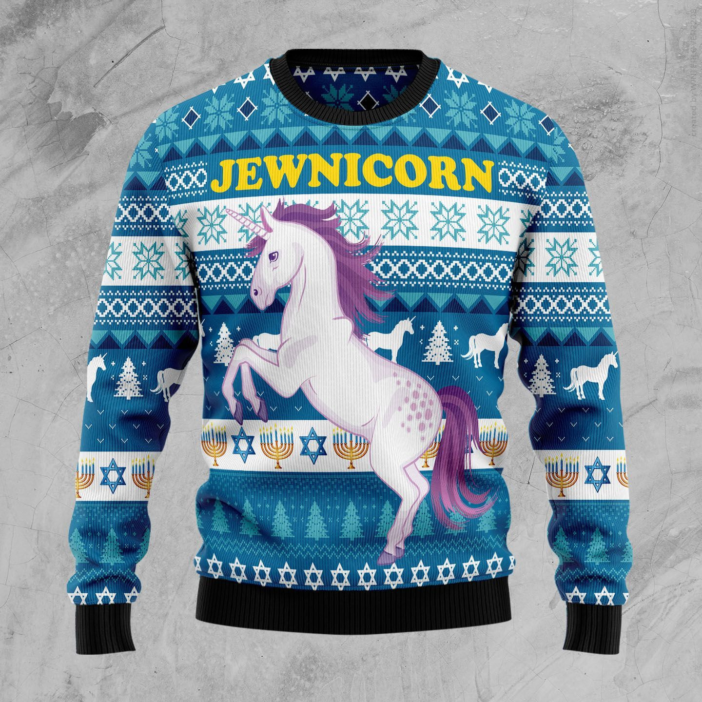 Jewinicorn Ugly Christmas Sweater Adult 3D Funny Matching for family