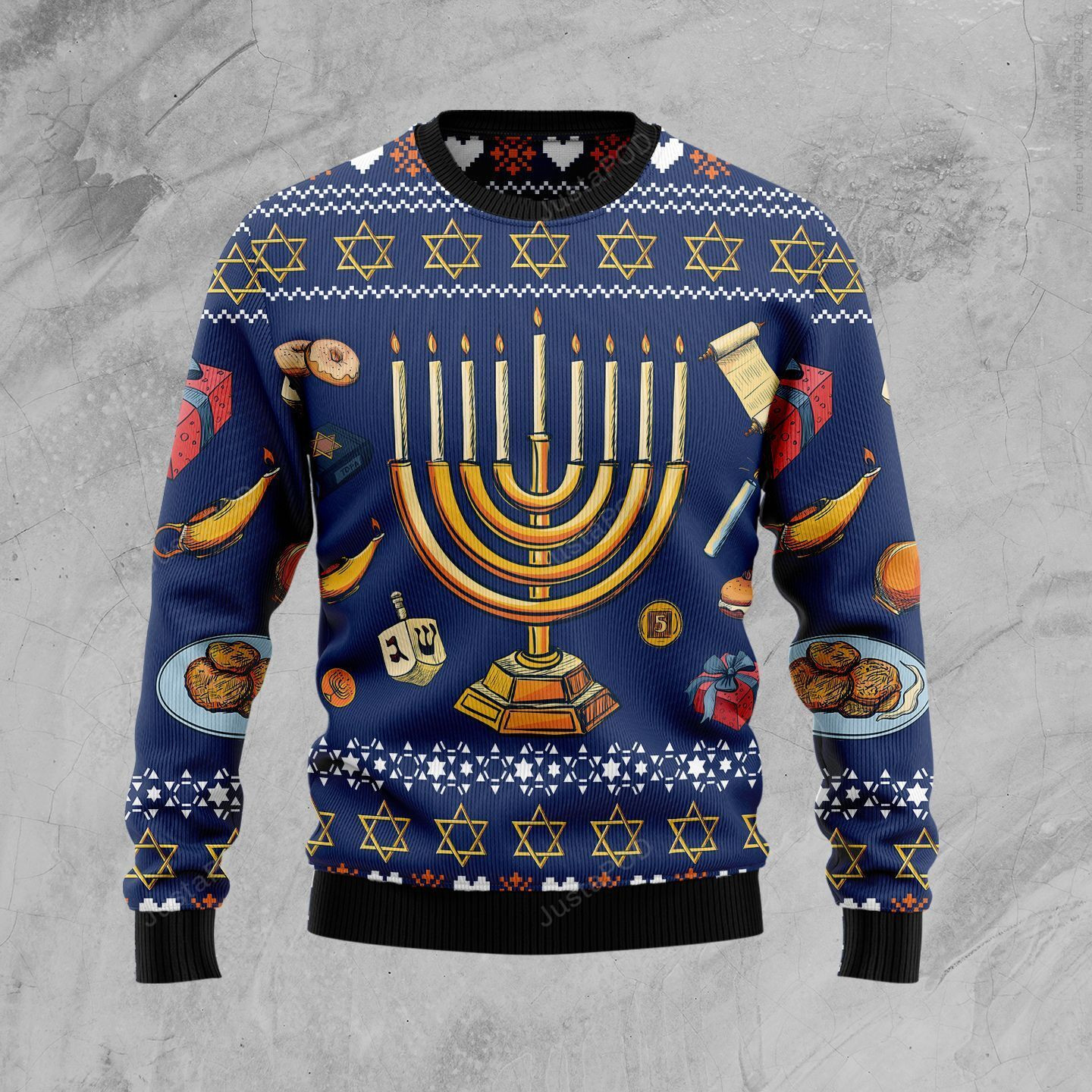 Jewish Hanukkah Christmas Ugly Christmas Sweater Adult 3D Funny Matching for family