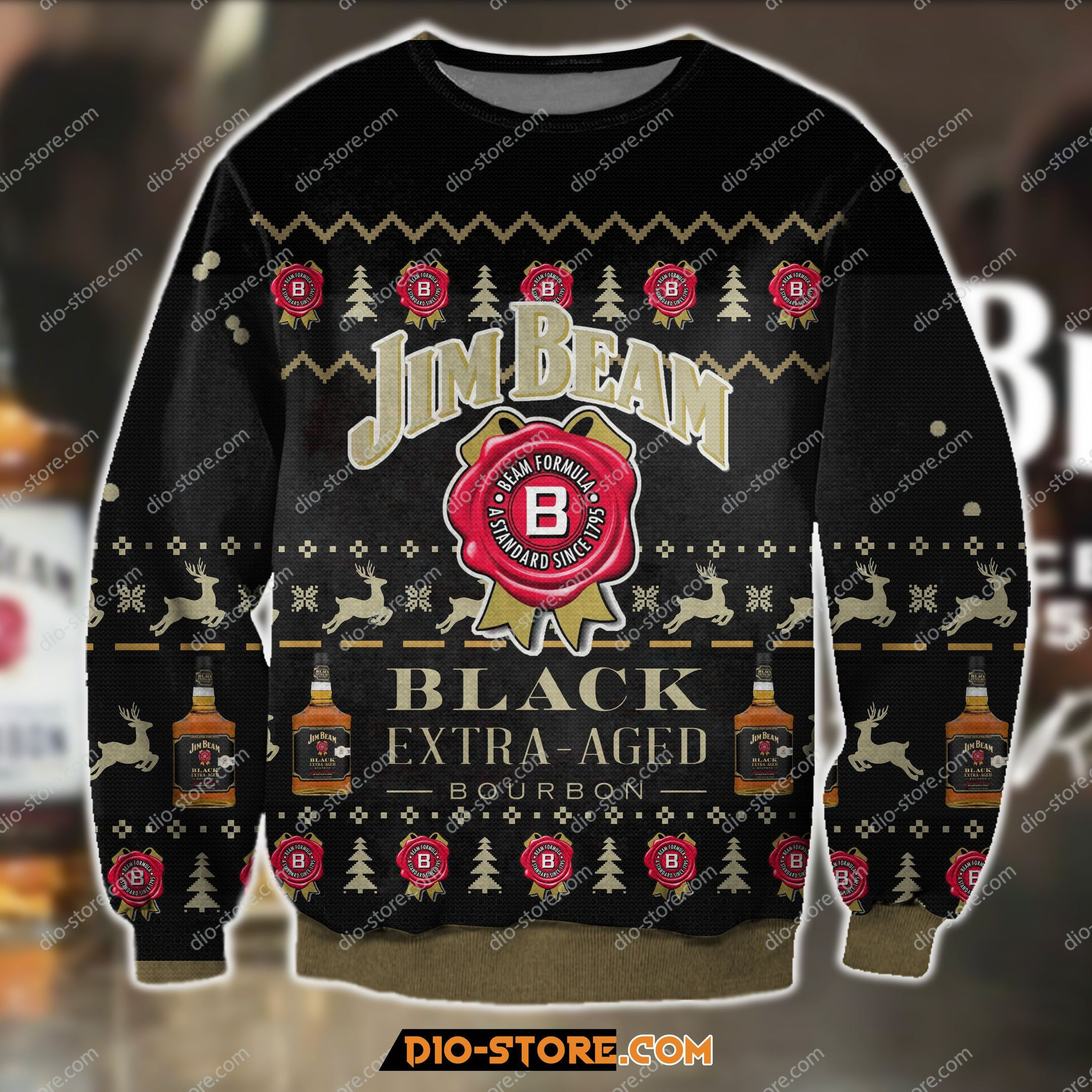 Jim Beam Black Extra Aged Bourbon For Unisex Ugly Christmas Sweater Adult 3D Funny Matching for family