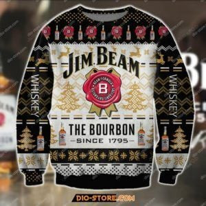 Jim Beam The Bourbon Since 1795 Ugly Christmas Sweater Adult 3D Funny Matching for family