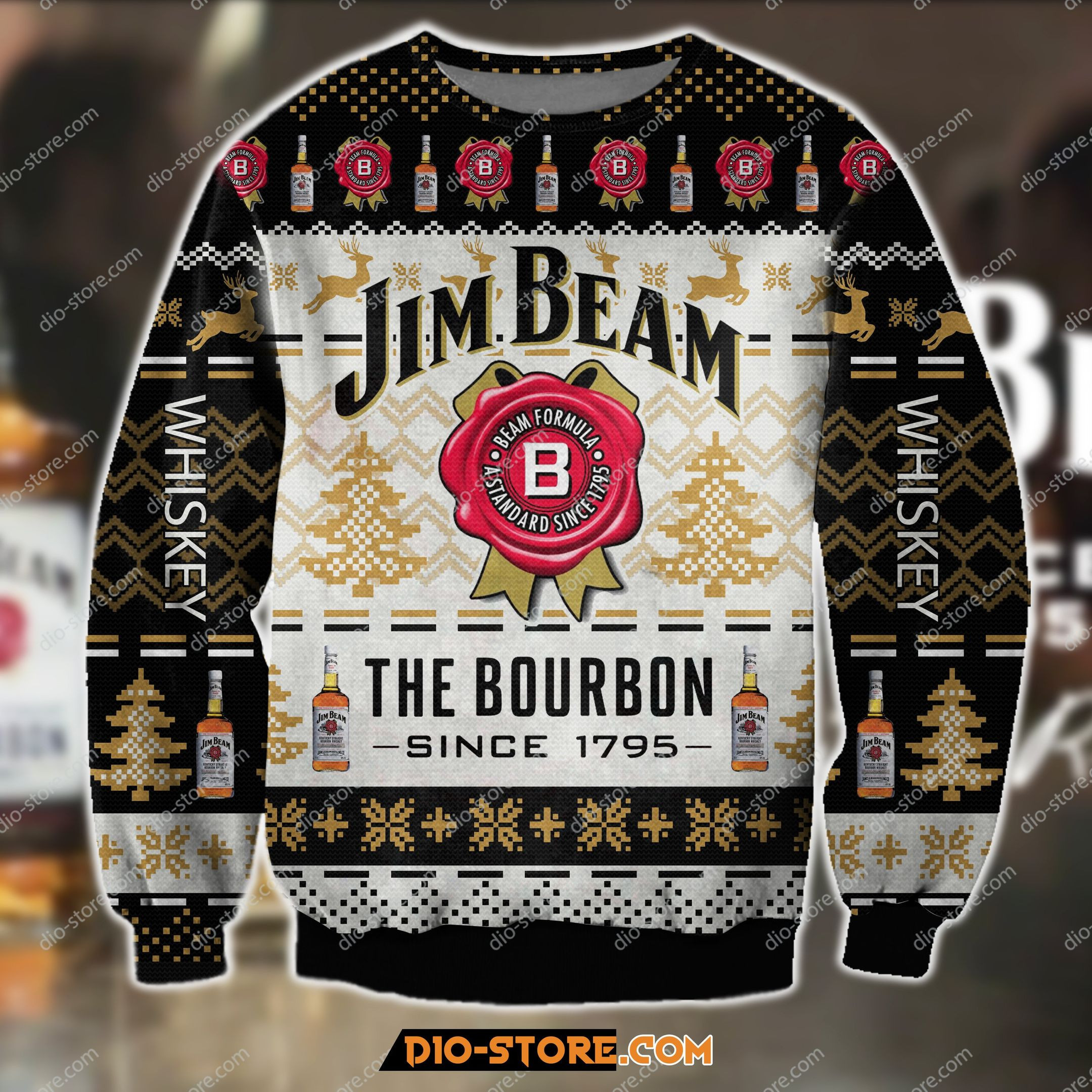 Jim Beam The Bourbon Ugly Christmas Sweater Adult 3D Funny Matching for family