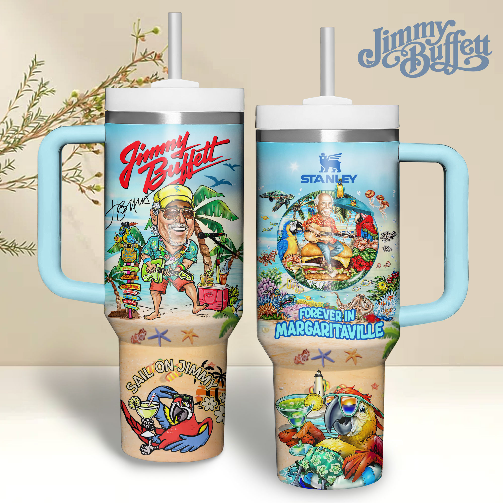 Jimmy Buffett Music Custom Stanley Cup 40 oz 30 oz Tumbler With HandleTVC2301343