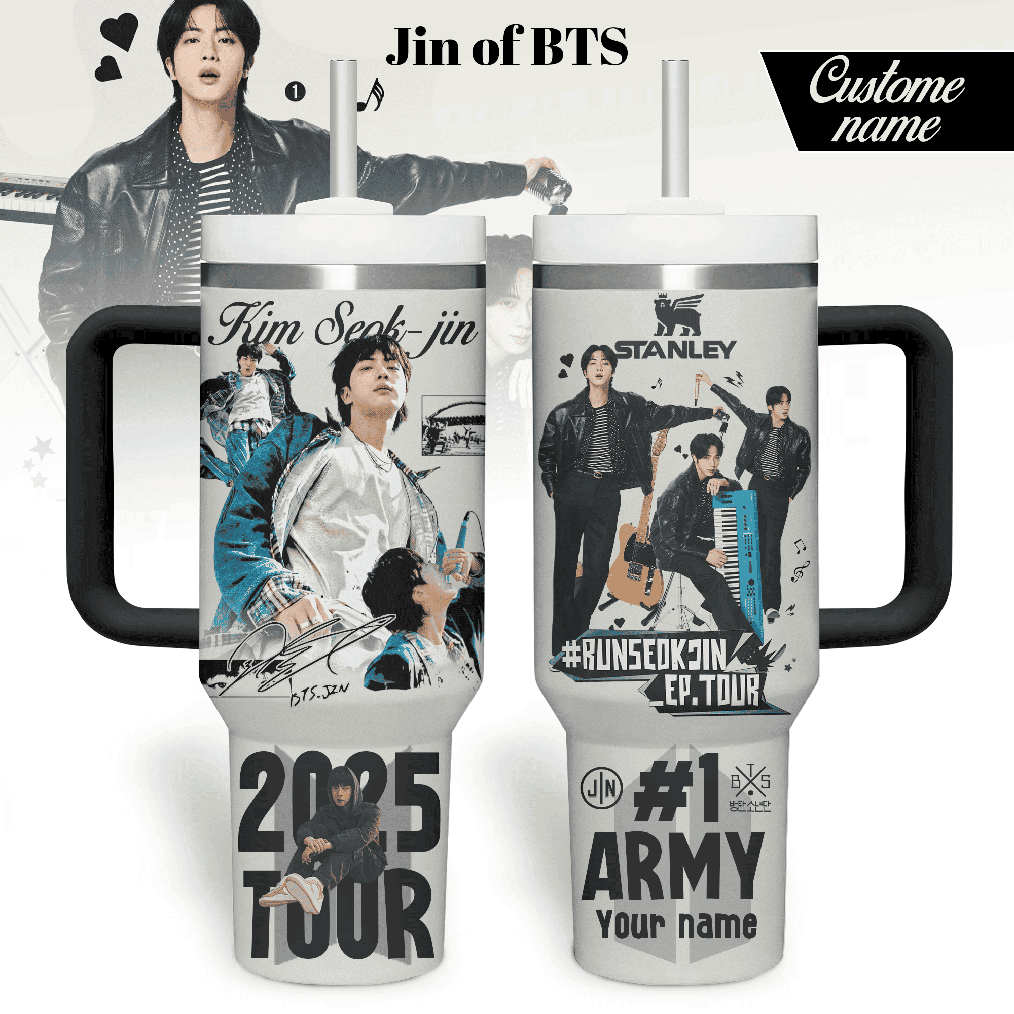 Jin BTS Music Custom Stanley Cup 40 oz 30 oz Tumbler With HandleTVC2301182