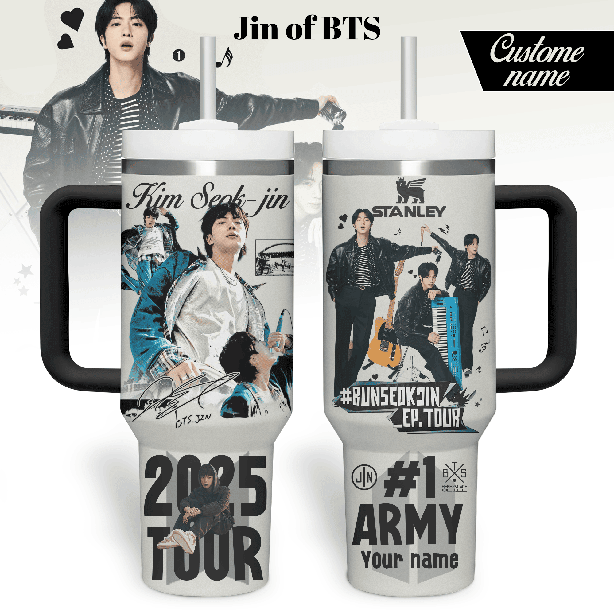 Jin BTS Music Custom Stanley Cup 40 oz 30 oz Tumbler With HandleTVC2301241
