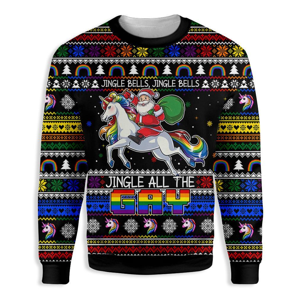 Jingle All The Gay Ugly Christmas Sweater Adult 3D Funny Matching for family