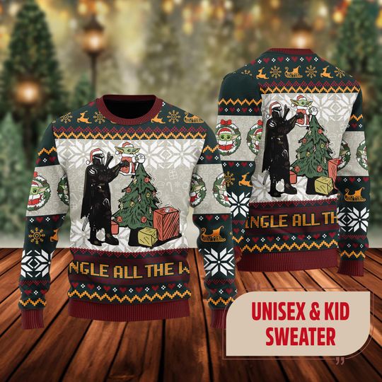 Jingle All The Way Dadalorian Ugly Christmas Sweater, Cute Baby Xmas Ugly Sweatshirt - Image 3