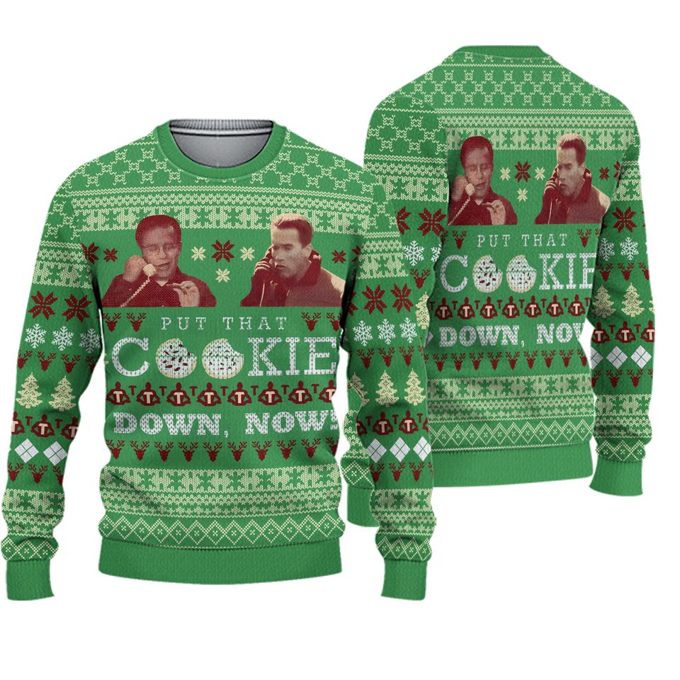 Jingle All The Way Turbo Man Christmas Ugly Sweater, Put That Cookie Down Now