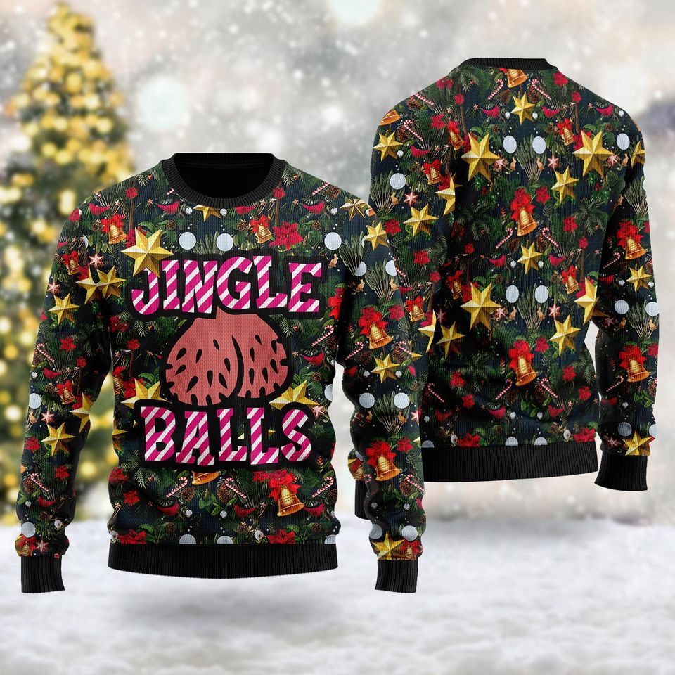 Jingle Balls Quotes 3D Ugly Christmas Sweater - Image 2