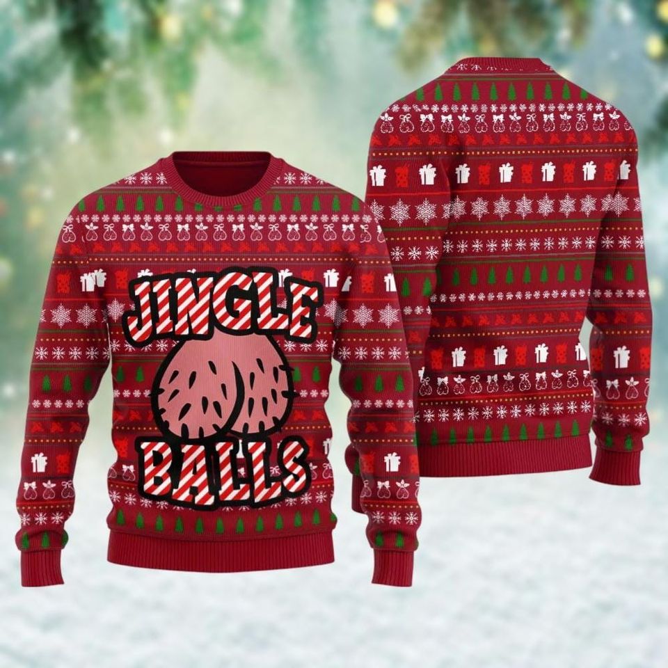 Jingle Balls Ugly Christmas Sweater, Naughty Claus Holiday Sweater