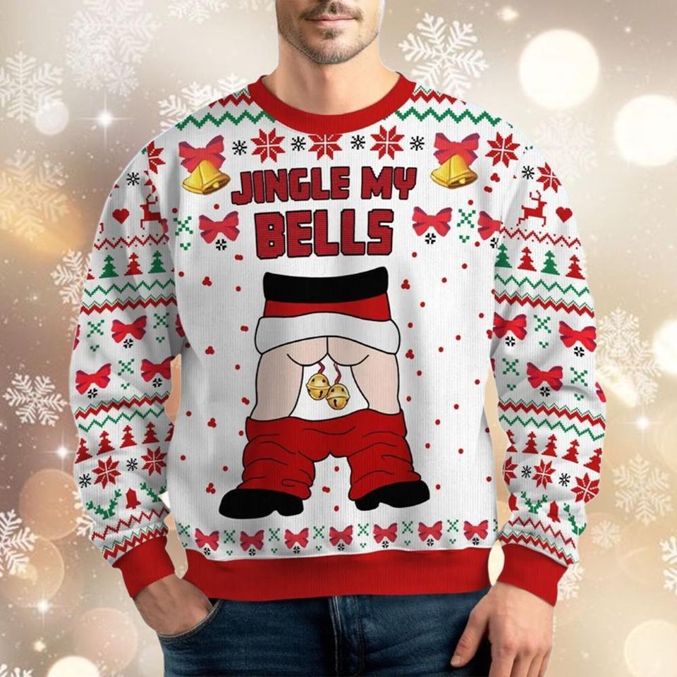 Jingle Balls Ugly Christmas Sweater, Santa Claus Holiday Sweater,Humor Xmas Sweater, Funny Christmas Sweatshirt, Xmas Party Gift